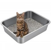 Idymere Large Stainless Steel Litter Box with High Sided, Metal Cat Litter Box, Odor-Free Non-Stick Litterbox Pan, Easy to Clean Pet Supplies Toilet Tray for Indoor Cats, Kittens or Multicat Homes