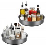 Idymere 2PCS Lazy Susan Turntable Organizer for Cabinet, 9.84'' Metal Rotating Spinning Spice Rack Tray, Round Lazy Susan Kitchen Dining Counter Decor for Pantry Table Top, Fridge, Bathroom Vanity