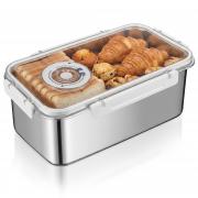 Idymere Bread Storage Box for Kitchen Countertop, Large Capacity Stainless Steel Breadbox, Bread Container Holder with Airtight See Through Time Recording Lid for Homemade Loaf, Toast, Bagel, Cookies