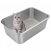 Idymere XX-Large High Sided Stainless Steel Cat Litter Box | Sturdy Metal, Odor-free, Cat Litter Non-stick and Easy to Clean, Ideal for Indoor Cats, Kittens and Multicat Houses