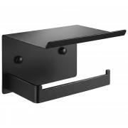 Idymere Matte Black Toilet Paper Holder with Shelf | No-Drill Adhesive Wall Mount, Rustproof，For Bathroom, Washroom, RV, Kitchen, Washroom, Convenient Storage Shelf