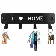 Idymere 4-Hook Metal Key Holder Wall Mount with Self-Adhesive Back